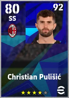 Christian Pulisic eFootball 2026 player card — 80 OVR SS