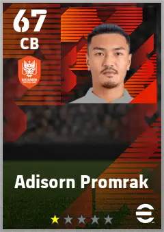 Adisorn Promrak eFootball 2026 player card — 67 OVR CB