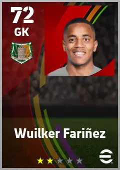 Wuilker Farinez eFootball 2026 player card — 72 OVR GK