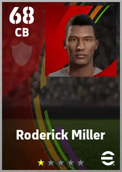 Roderick Miller eFootball 2026 player card — 68 OVR CB
