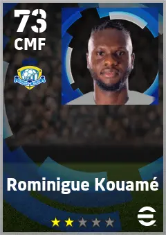 Rominigue Kouame eFootball 2026 player card — 73 OVR CMF