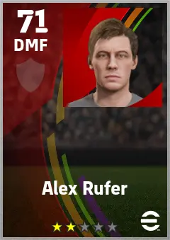 Alex Rufer eFootball 2026 player card — 71 OVR DMF