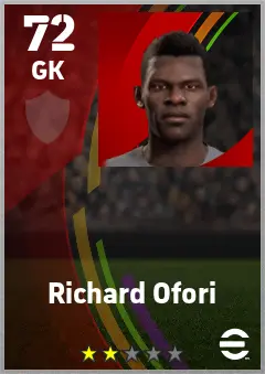 Richard Ofori eFootball 2026 player card — 72 OVR GK