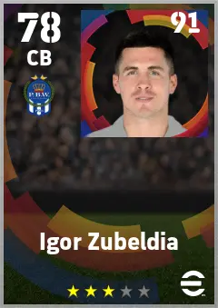 Igor Zubeldia eFootball 2026 player card — 78 OVR CB