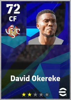 David Okereke eFootball 2026 player card — 72 OVR CF