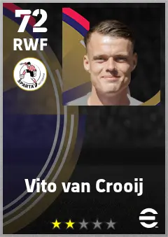Vito van Crooij eFootball 2026 player card — 72 OVR RWF