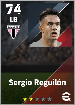 Sergio Reguilon eFootball 2026 player card — 74 OVR LB