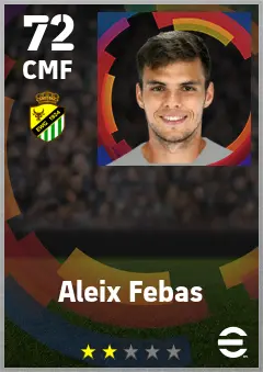 Aleix Febas eFootball 2026 player card — 72 OVR CMF