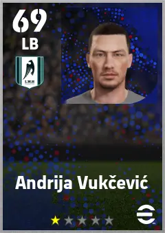 Andrija Vukcevic eFootball 2026 player card — 69 OVR LB