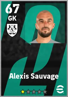Alexis Sauvage eFootball 2026 player card — 67 OVR GK