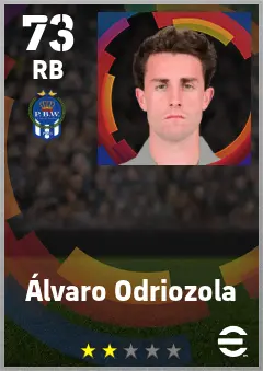 Alvaro Odriozola eFootball 2026 player card — 73 OVR RB