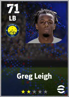 Greg Leigh eFootball 2026 player card — 71 OVR LB