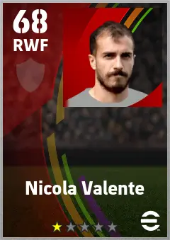 Nicola Valente eFootball 2026 player card — 68 OVR RWF