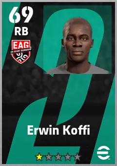 Erwin Koffi eFootball 2026 player card — 69 OVR RB