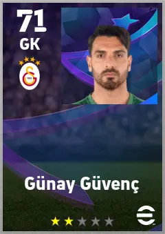 Gunay Guvenc eFootball 2026 player card — 71 OVR GK