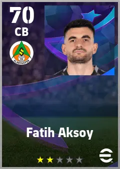 Fatih Aksoy eFootball 2026 player card — 70 OVR CB