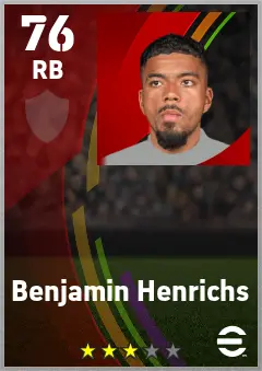 Benjamin Henrichs eFootball 2026 player card — 76 OVR RB