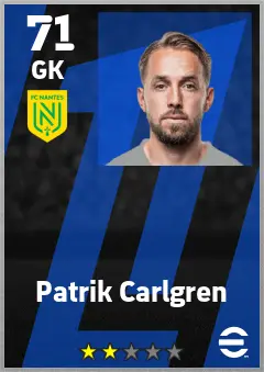 Patrik Carlgren eFootball 2026 player card — 71 OVR GK