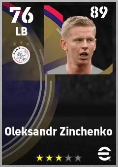 Oleksandr Zinchenko eFootball 2026 player card — 76 OVR LB