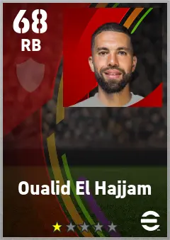 Oualid El Hajjam eFootball 2026 player card — 68 OVR RB