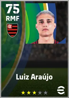 Luiz Araujo eFootball 2026 player card — 75 OVR RMF