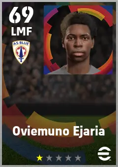 Oviemuno Ejaria eFootball 2026 player card — 69 OVR LMF