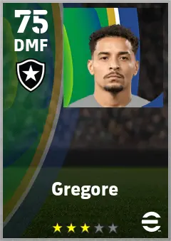 Gregore eFootball 2026 player card — 75 OVR DMF