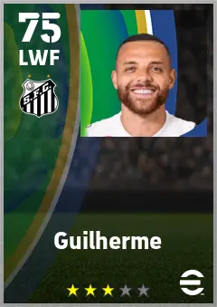 Guilherme eFootball 2026 player card — 75 OVR LWF