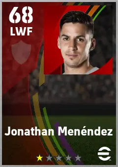 Jonathan Menendez eFootball 2026 player card — 68 OVR LWF