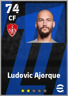 Ludovic Ajorque eFootball 2026 player card — 74 OVR CF