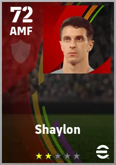 Shaylon eFootball 2026 player card — 72 OVR AMF