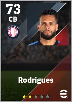 Rodrigues eFootball 2026 player card — 73 OVR CB