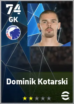 Dominik Kotarski eFootball 2026 player card — 74 OVR GK