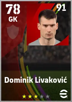 Dominik Livakovic eFootball 2026 player card — 78 OVR GK