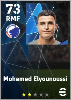 Mohamed Elyounoussi eFootball 2026 player card — 73 OVR RMF
