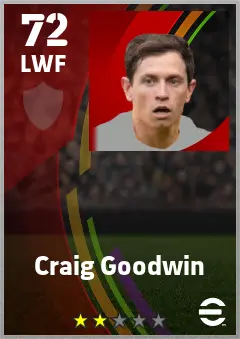 Craig Goodwin eFootball 2026 player card — 72 OVR LWF