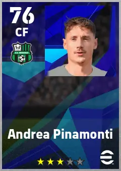 Andrea Pinamonti eFootball 2026 player card — 76 OVR CF