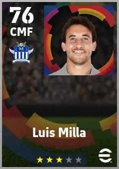 Luis Milla eFootball 2026 player card — 76 OVR CMF