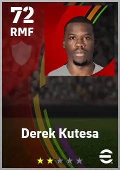 Derek Kutesa eFootball 2026 player card — 72 OVR RMF