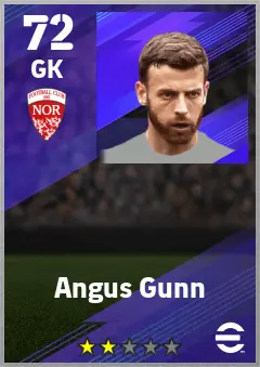 Angus Gunn eFootball 2026 player card — 72 OVR GK