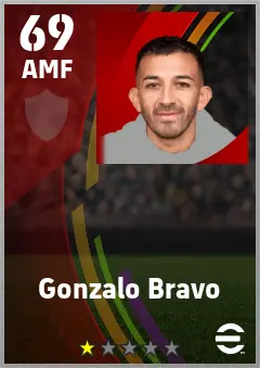 Gonzalo Bravo eFootball 2026 player card — 69 OVR AMF