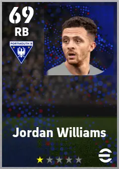 Jordan Williams eFootball 2026 player card — 69 OVR RB