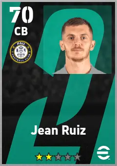 Jean Ruiz eFootball 2026 player card — 70 OVR CB