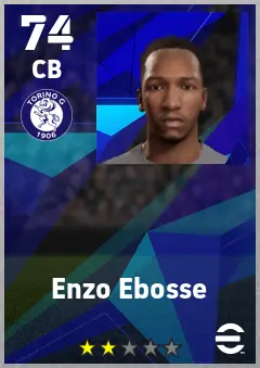 Enzo Ebosse eFootball 2026 player card — 74 OVR CB