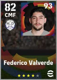 Federico Valverde eFootball 2026 player card — 82 OVR CMF