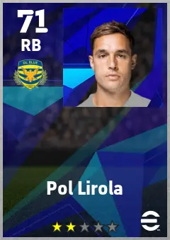 Pol Lirola eFootball 2026 player card — 71 OVR RB
