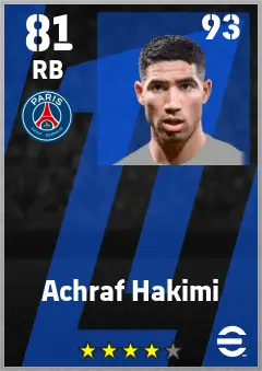 Achraf Hakimi eFootball 2026 player card — 81 OVR RB