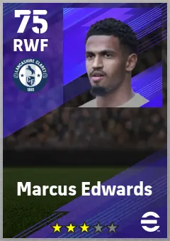 Marcus Edwards eFootball 2026 player card — 75 OVR RWF