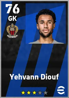 Yehvann Diouf eFootball 2026 player card — 76 OVR GK