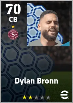 Dylan Bronn eFootball 2026 player card — 70 OVR CB